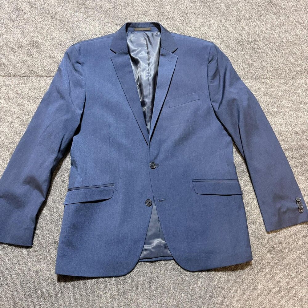 Reaction Kenneth Cole Suit Jacket Mens 42R Blue Stretch 2 Button Blazer Formal